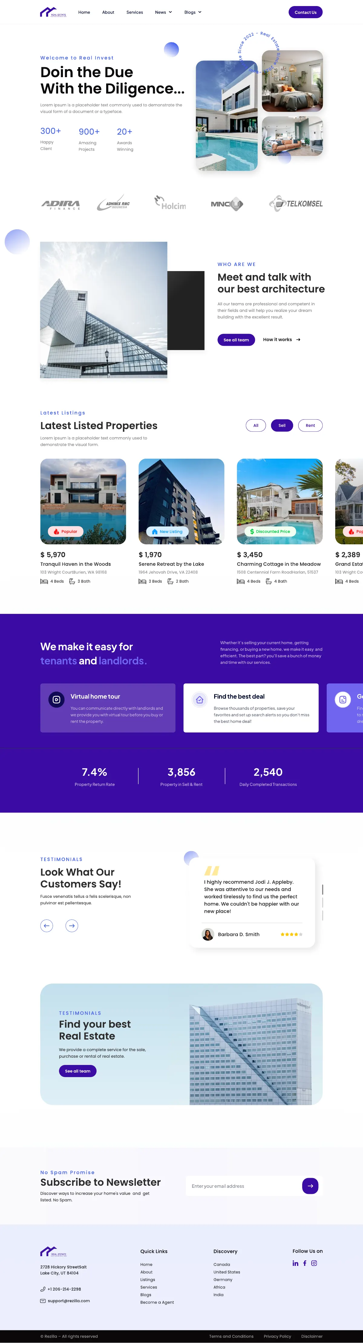 Real Invest — full page design